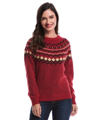 Petite Crew Neck Fair Isle Long Sleeve Sweater