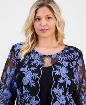 Plus Size Layered-Look Embroidered Top