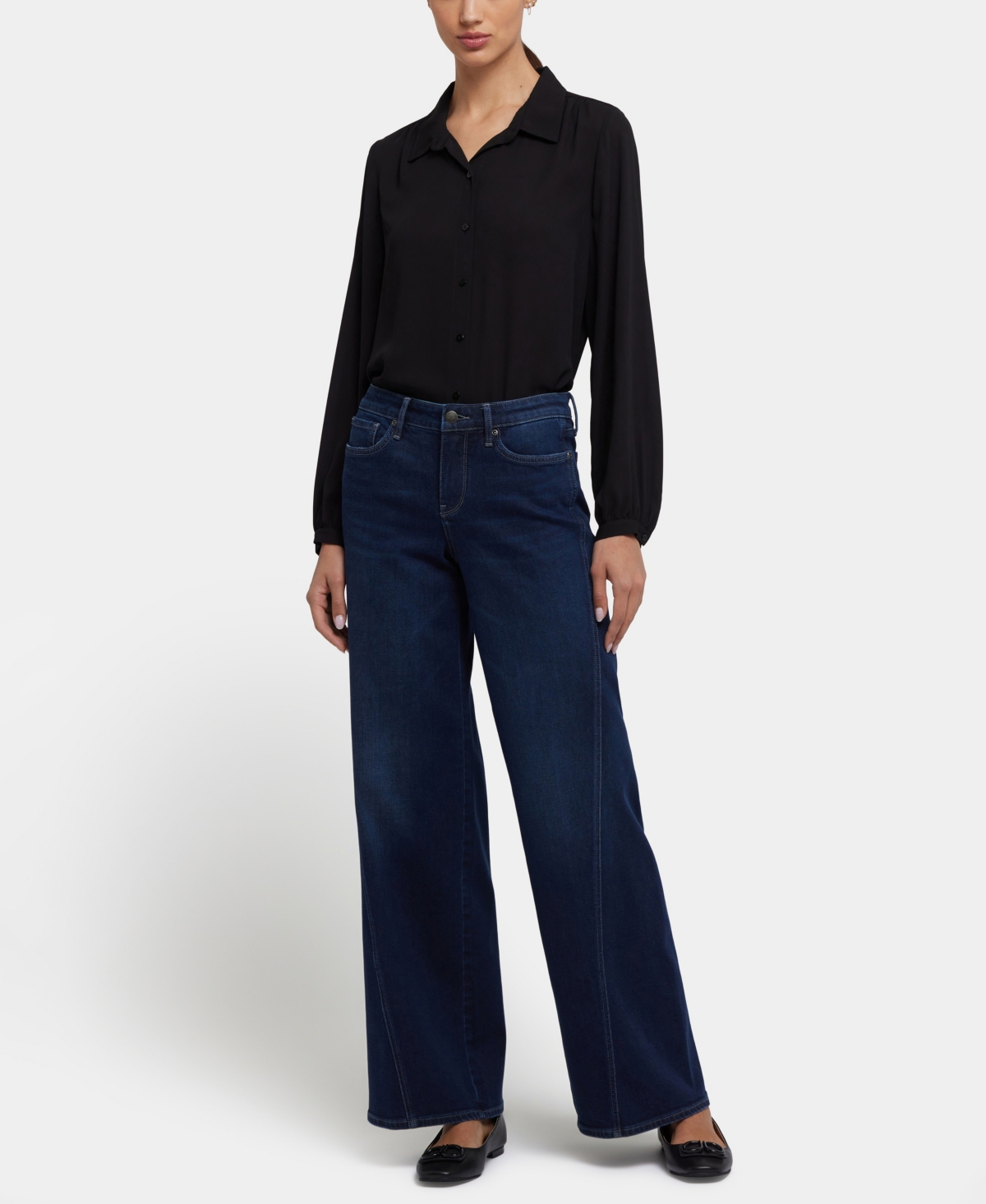 Nydj Petite Teresa Wide Leg Contoured Seam Jeans In Blue