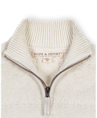 Boys Organic Long Sleeve Half Zip Cable Pullover Sweater