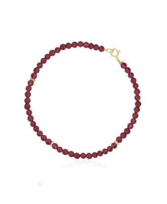 Garnet Round Bead Bracelet 14K Gold