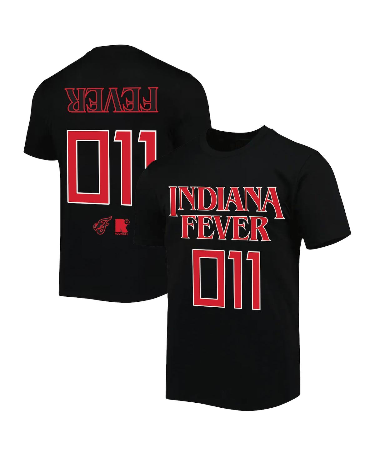 Round21 Men's and Women's Black Indiana Fever Stranger Things Premium Relaxed T-Shirt