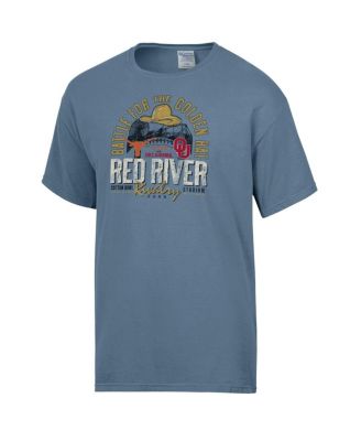 Men's Blue Texas Longhorns vs. Oklahoma Sooners Red River Rivalry Battle For The Golden Hat Matchup T-Shirt