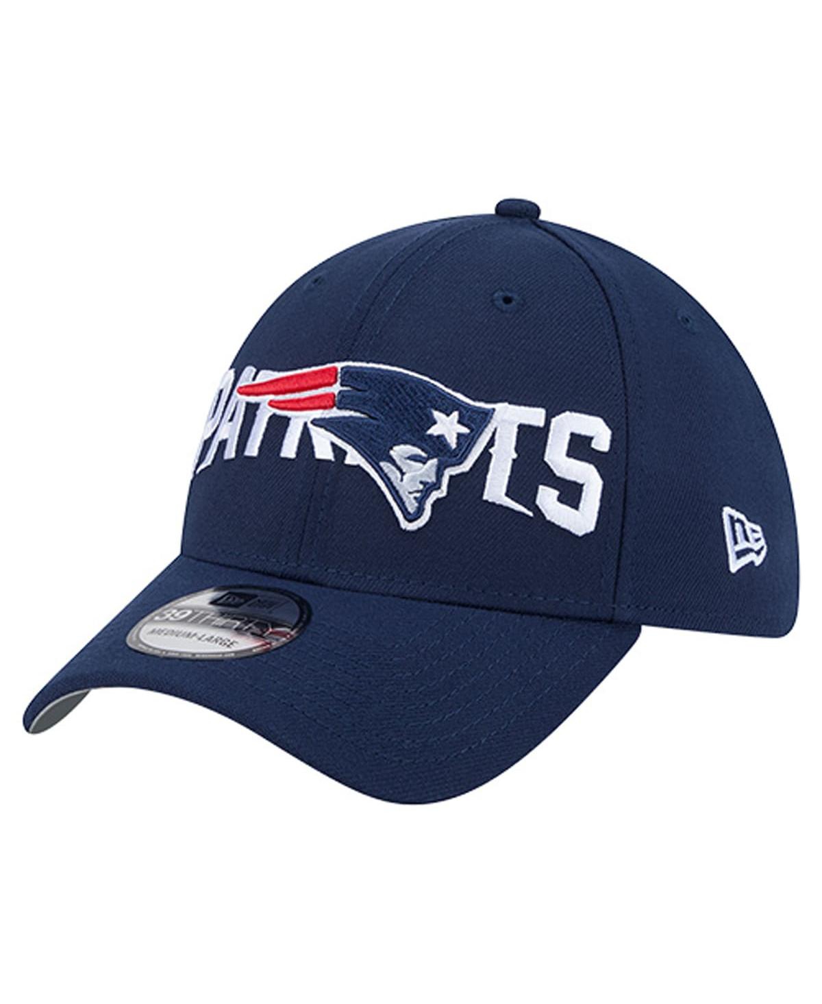 New Era Men's Navy England Patriots Overlap Logo 39THIRTY Stretch Fit Hat