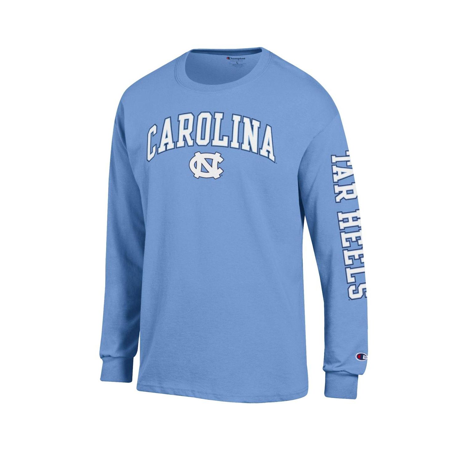 Men's Carolina Blue North Carolina Tar Heels Arch Over Logo 2-Hit Long Sleeve T-Shirt