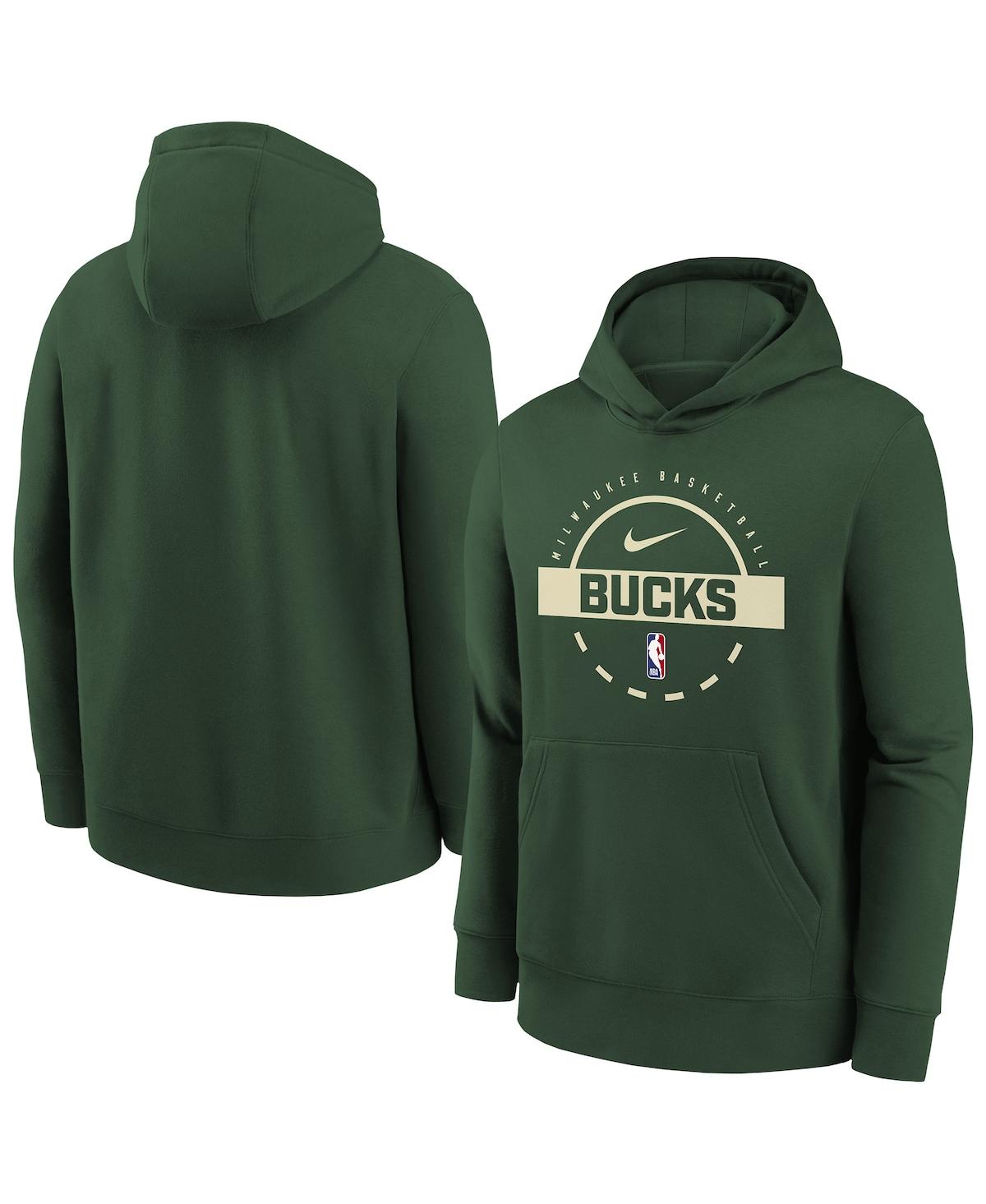 Nike Big Boys and Girls Hunter Green Milwaukee Bucks 2025/26 Club Fleece Practice Hoodie