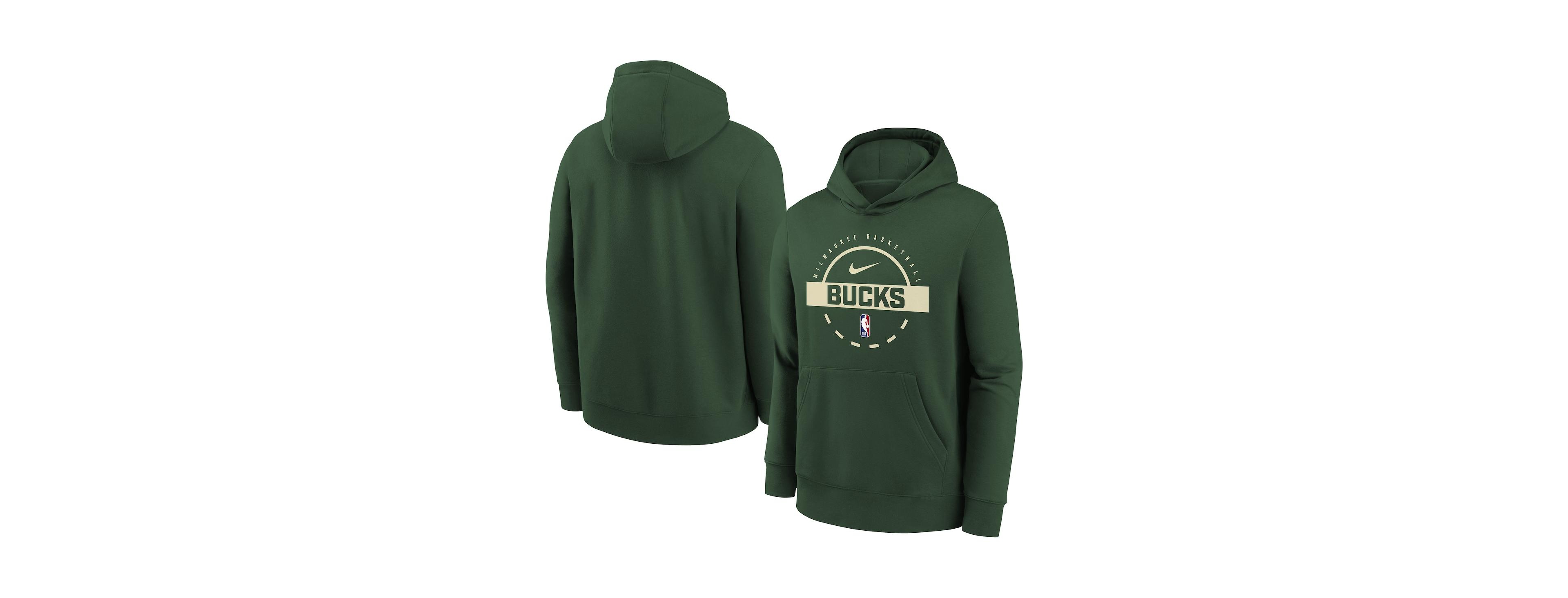 Nike Big Boys and Girls Hunter Green Milwaukee Bucks 2025/26 Club Fleece Practice Hoodie