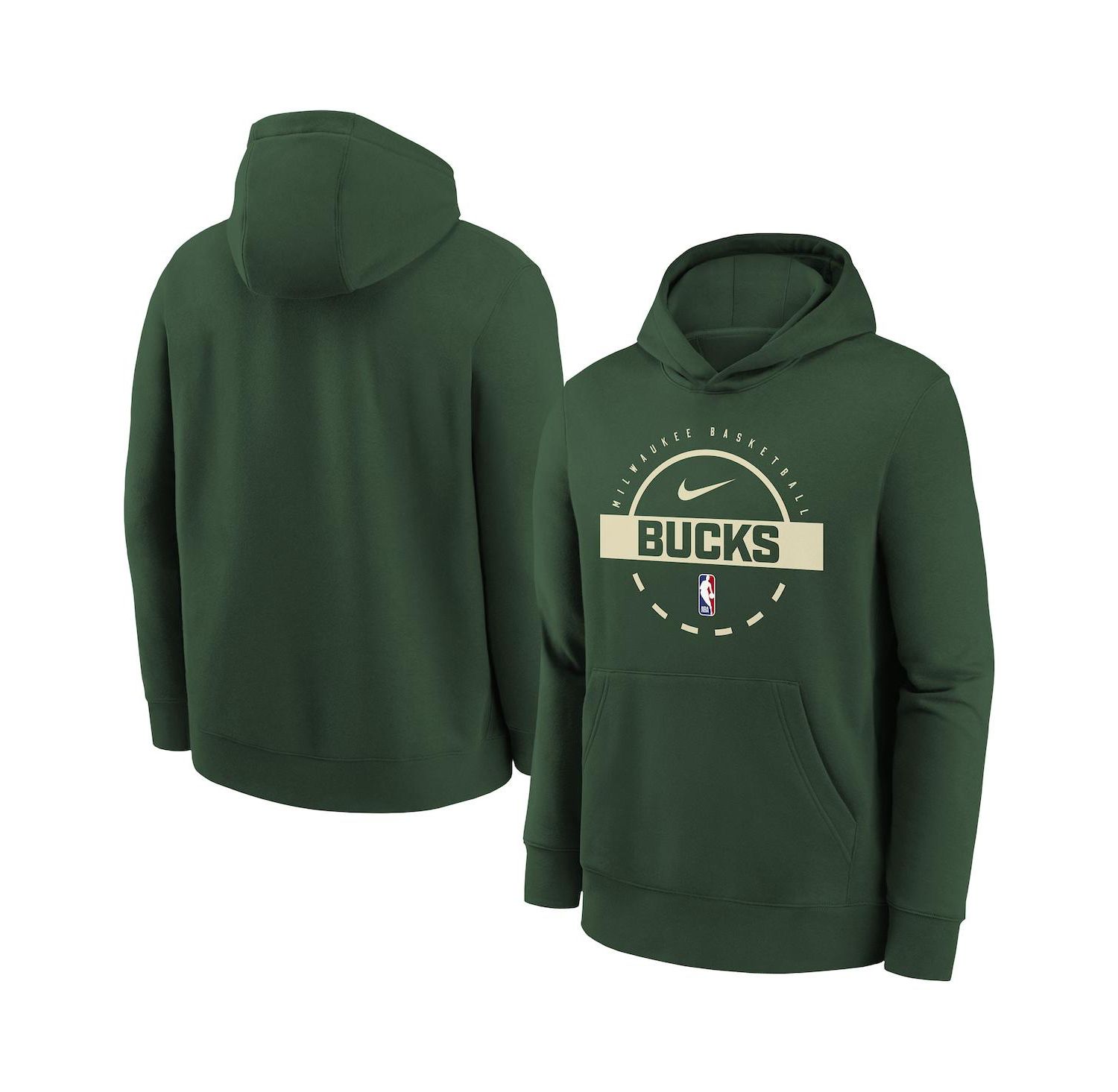 Big Boys and Girls Hunter Green Milwaukee Bucks 2025/26 Club Fleece Practice Hoodie