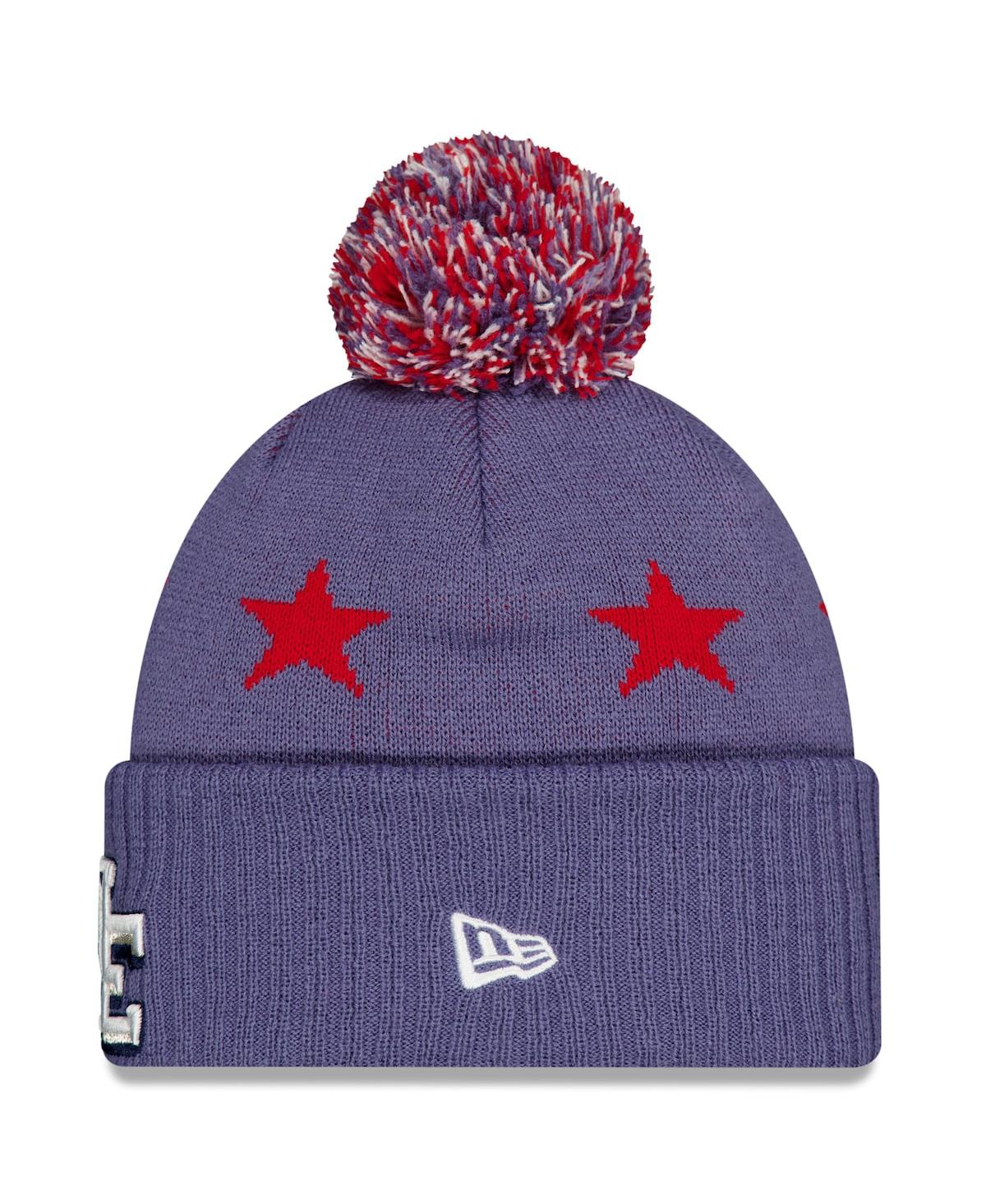 New Era Men's Meadow Blue New England Patriots 2025 Rivalries Collection Sideline Cuffed Pom with Knit Hat
