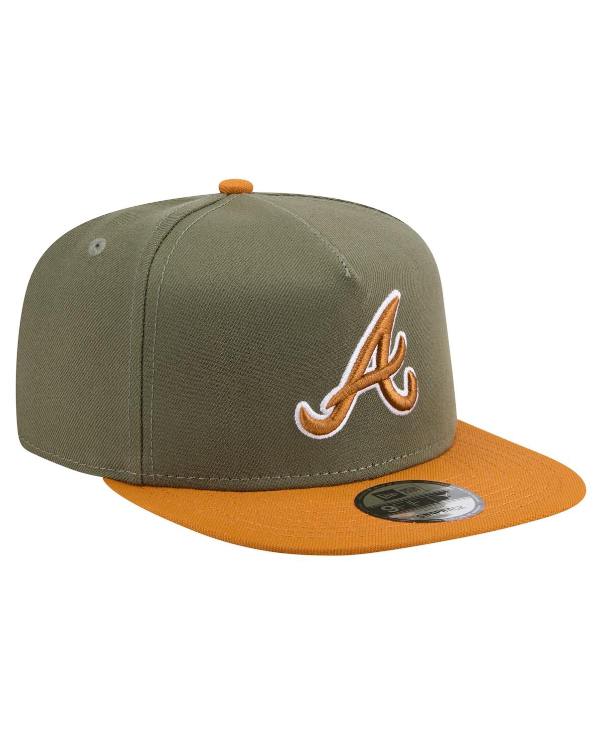 New Era Men's Olive/Brown Atlanta Braves Color Pack A-Frame 9FIFTY Snapback Hat