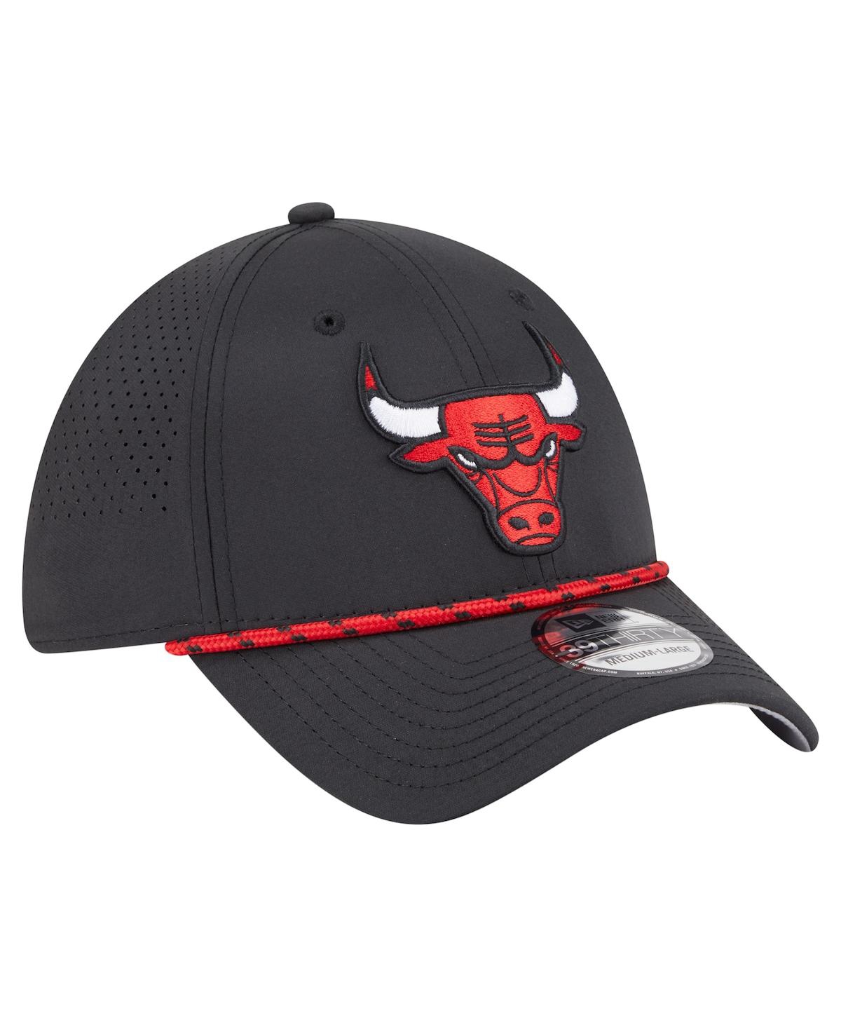 New Era Men's Black Chicago Bulls Featherweight Poly Rope Flex 39Thirty Hat