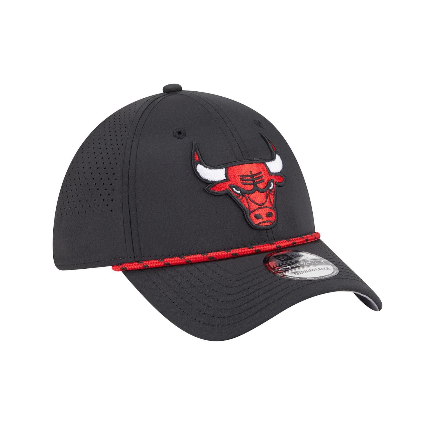 Men's Black Chicago Bulls Featherweight Poly Rope Flex 39Thirty Hat