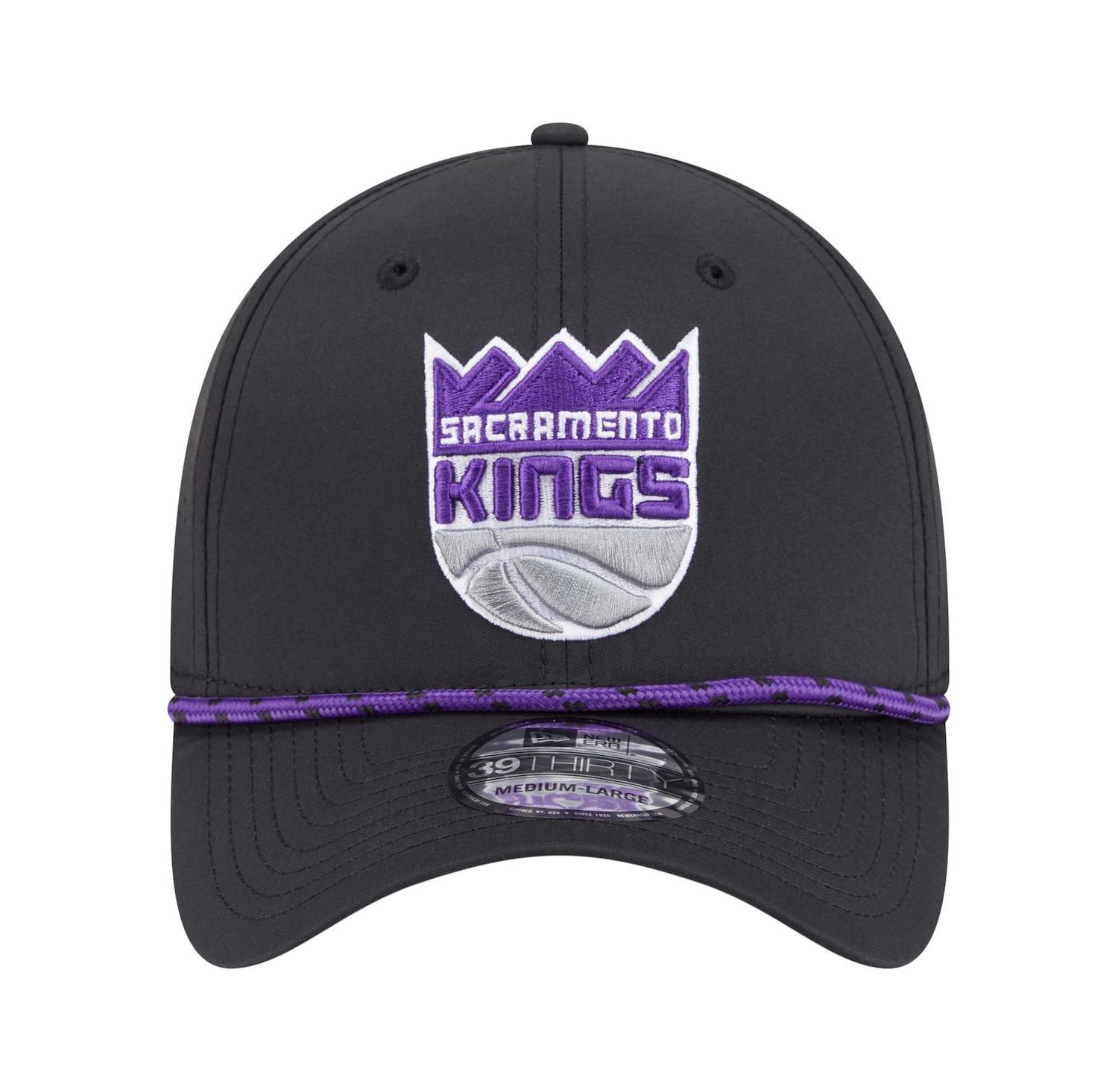 Men's Black Sacramento Kings Featherweight Poly Rope Flex 39Thirty Hat
