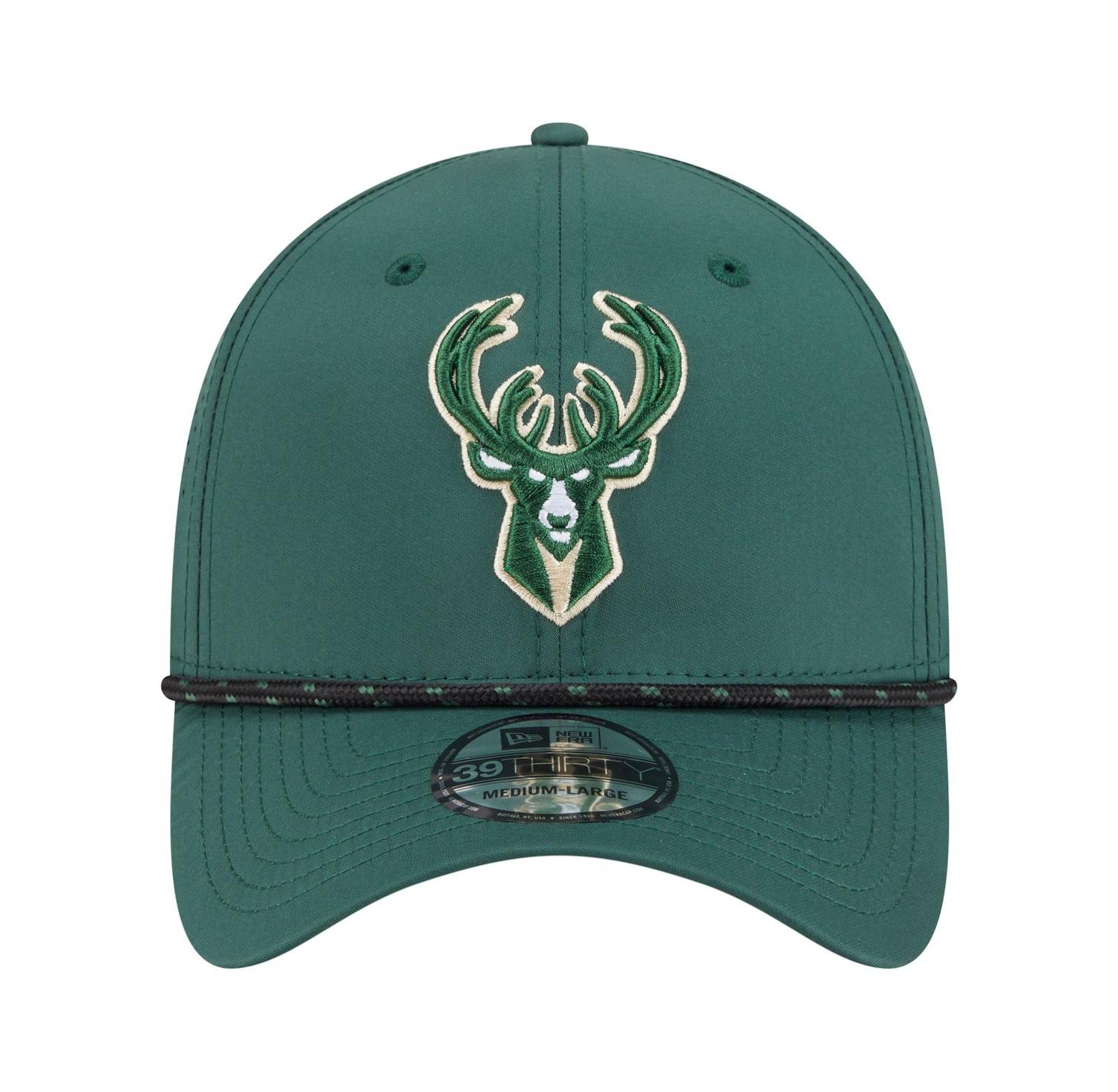 Men's Hunter Green Milwaukee Bucks Featherweight Poly Rope Flex 39Thirty Hat