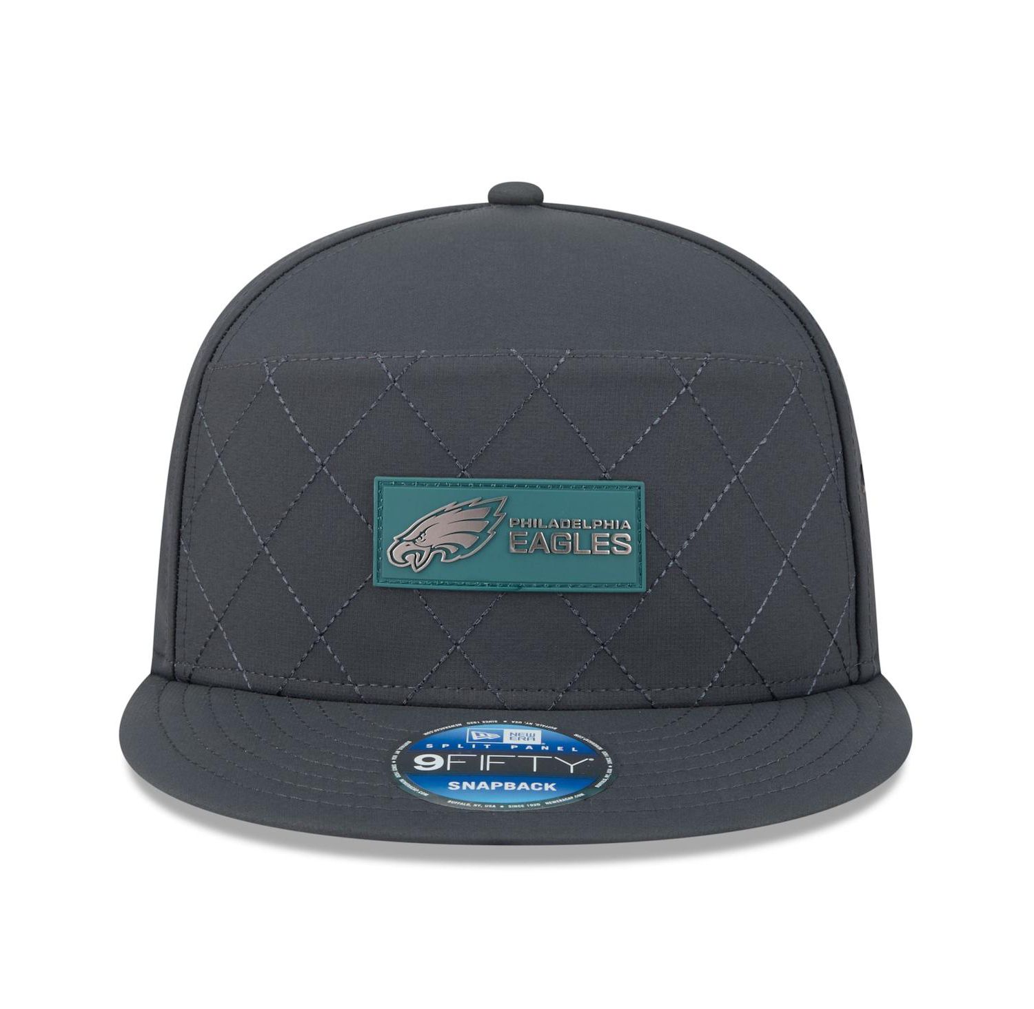 Men's Charcoal Philadelphia Eagles 2025 Sideline Cold Weather Split Panel 9FIFTY Snapback Hat