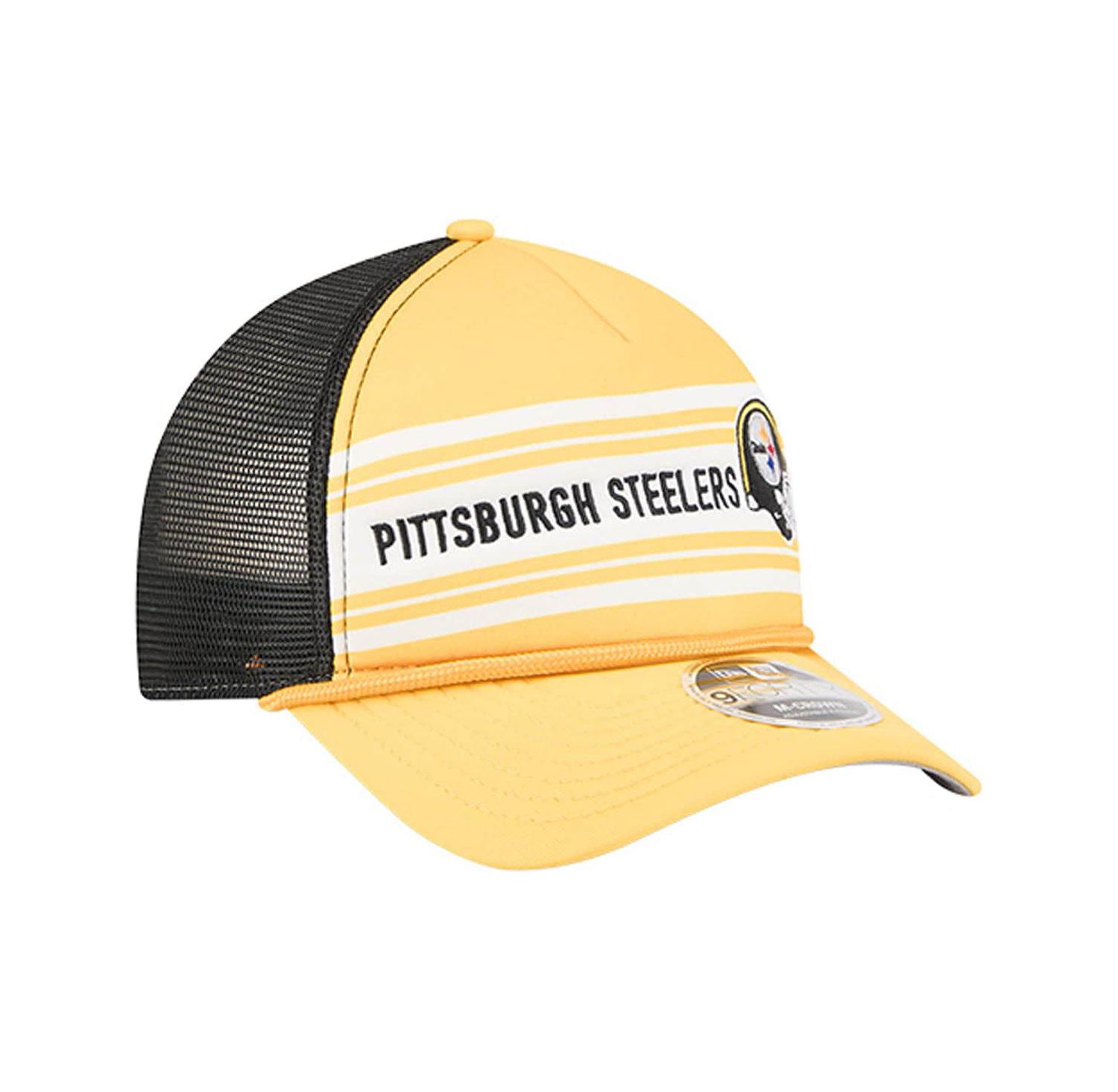 Men's Gold Pittsburgh Steelers Linear A-Frame 9FORTY Adjustable Hat