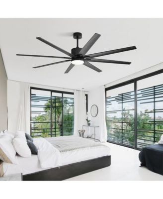 76-inch Modern and Simple Black 8-Blade Ceiling Fans with Remote Control and Lighting Kit