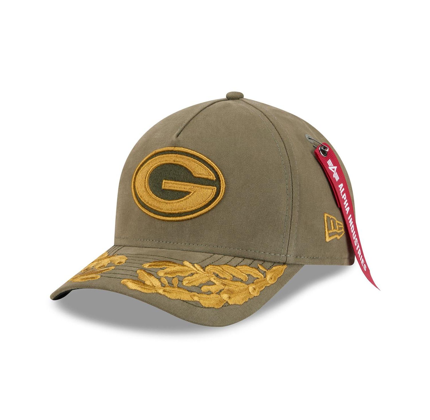 x Alpha Men's Industries Olive Green Bay Packers A-Frame 9FORTY Adjustable Hat