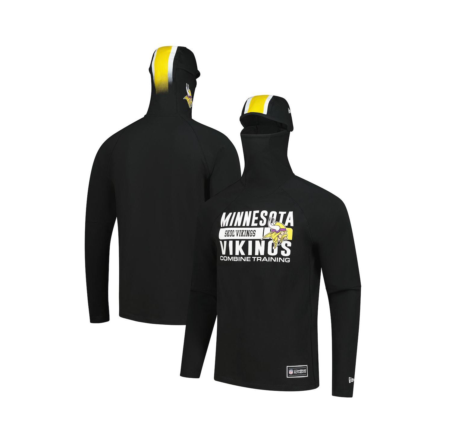 Men's Black Minnesota Vikings Functional Fandom Balaclava Helmet Stripe Tri-Blend Hoodie