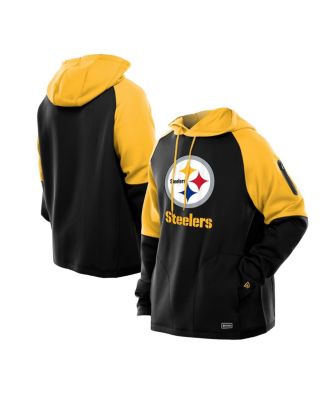 New Era - Men's Black Pittsburgh Steelers Combine Authentic Color Block Raglan Pullover Hoodie