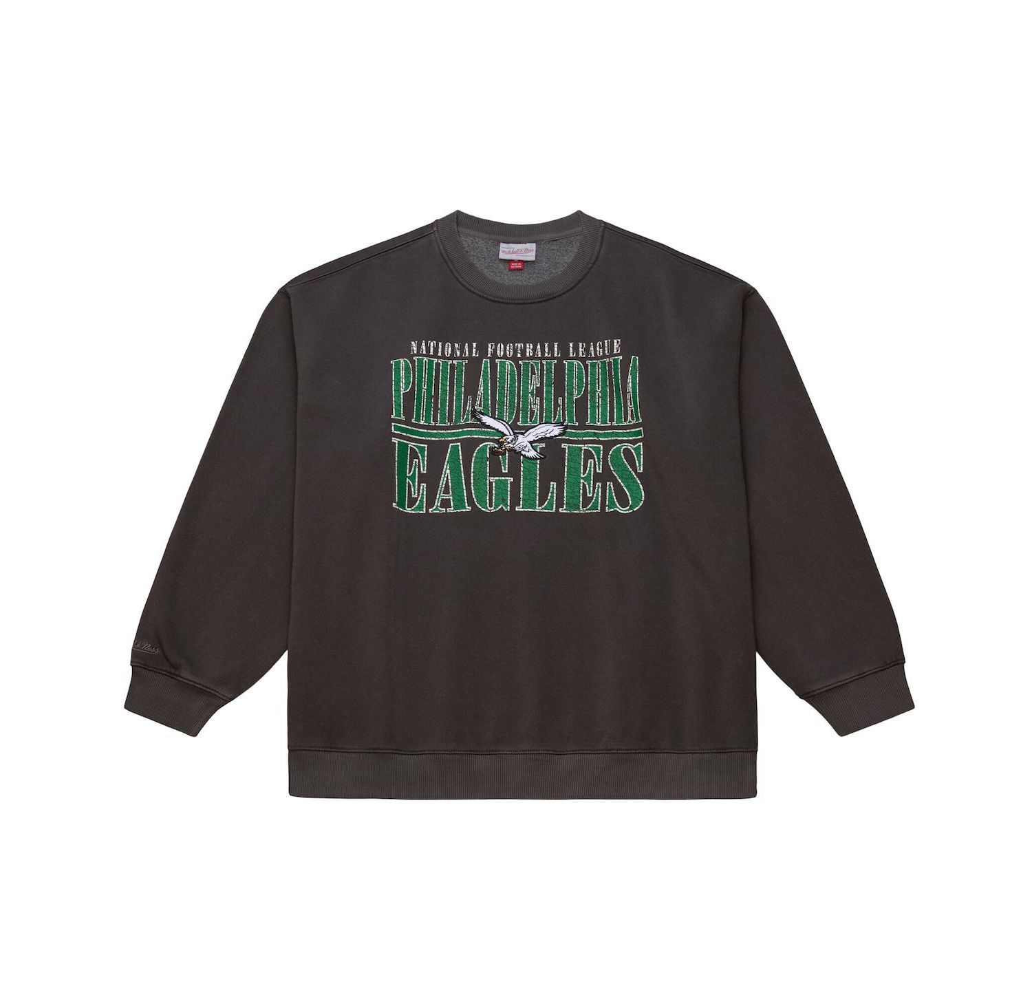 Men's Black Philadelphia Eagles Downtown Crew Vintage Logo Sweatshirt