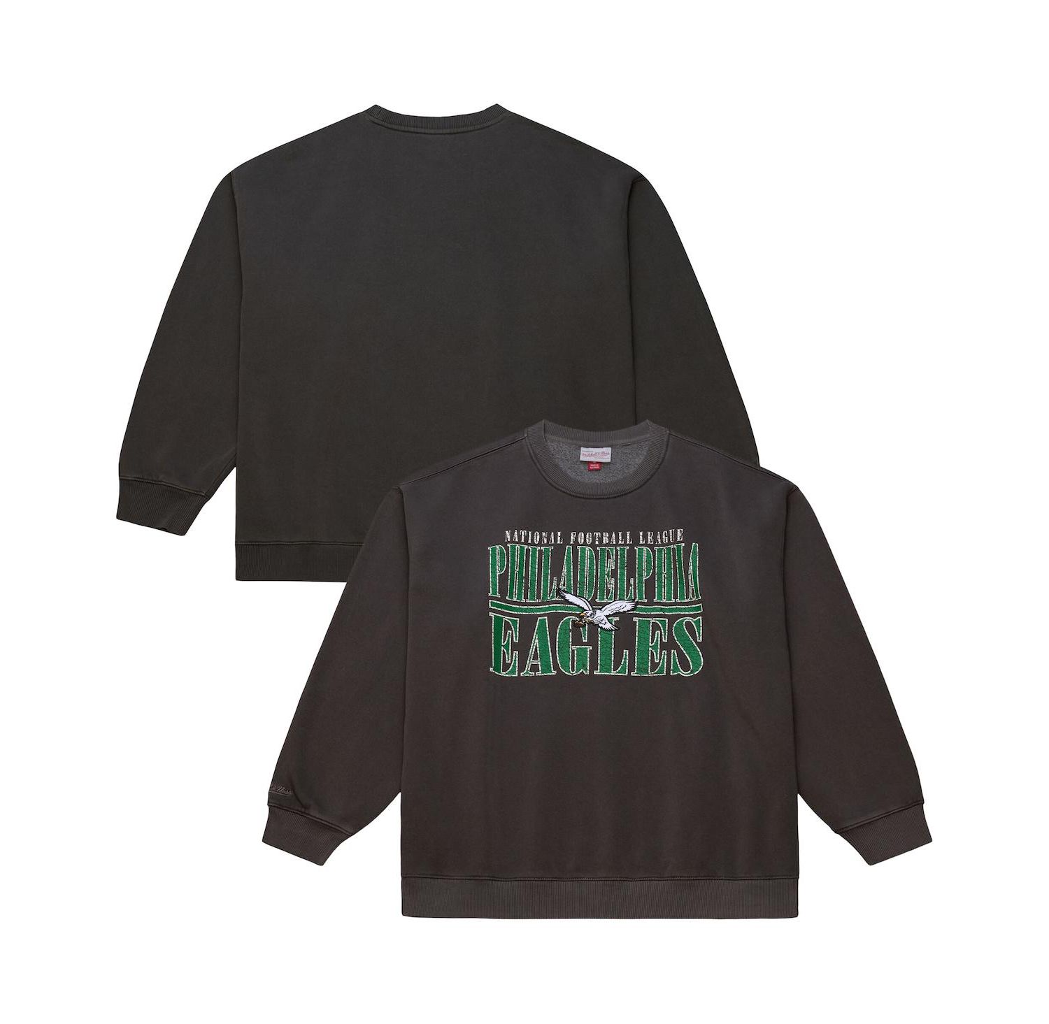 Men's Black Philadelphia Eagles Downtown Crew Vintage Logo Sweatshirt