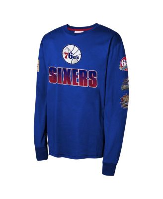 Big Boys and Girls Royal Philadelphia 76ers Hardwood Classics All Over Long Sleeve T-Shirt