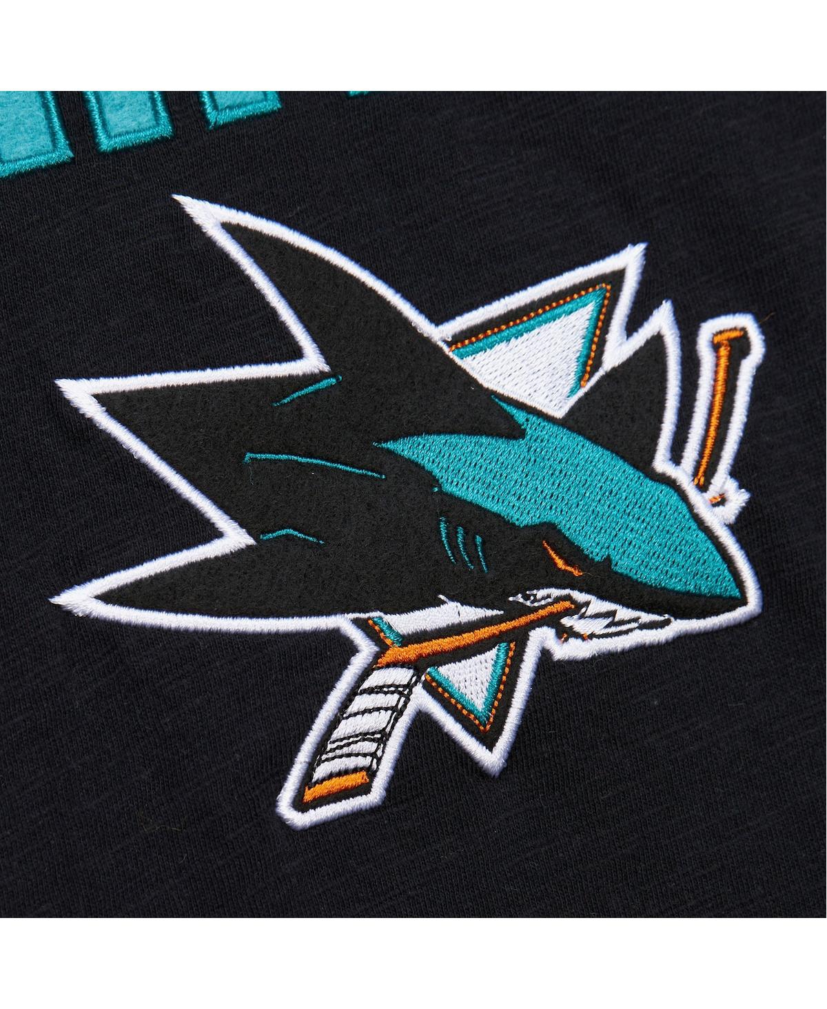 Mitchell & Ness Men's Black/Teal San Jose Sharks Legendary Slub Raglan Long Sleeve T-Shirt