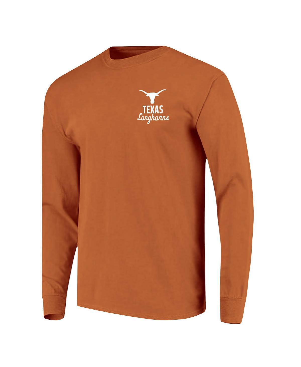Image One Men's Texas Orange Texas Longhorns Comfort Colors Mascot Overlay Long Sleeve T-shirt In Brown