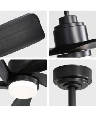 52-inch Modern Stylish Black 5-Blade Ceiling Fan with Remote Control and Light Source