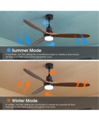 60-inch Modern Minimalist Style Black 3-Blade Ceiling Fan with Led Light and Remote Control