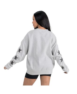 Women's Ash Dallas Cowboys Resilience Relaxed Rhinestone Pullover Sweatshirt