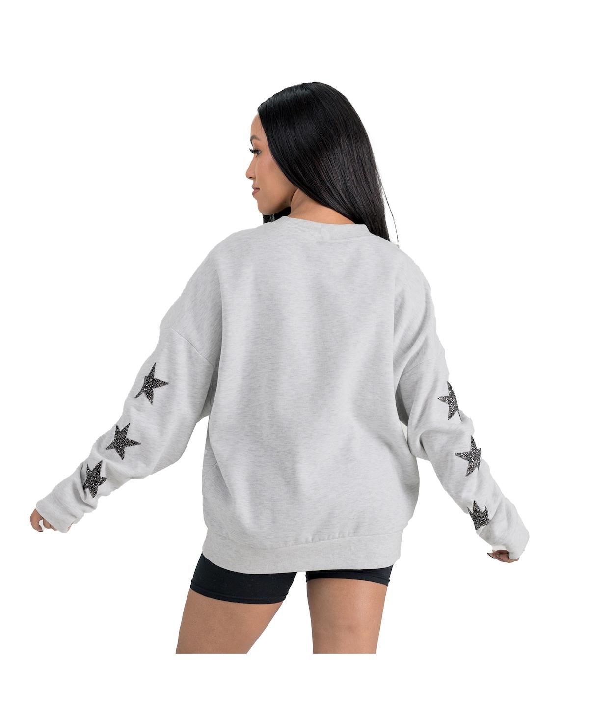 Gameday Couture Women's Ash Dallas Cowboys Resilience Relaxed Rhinestone Pullover Sweatshirt In White