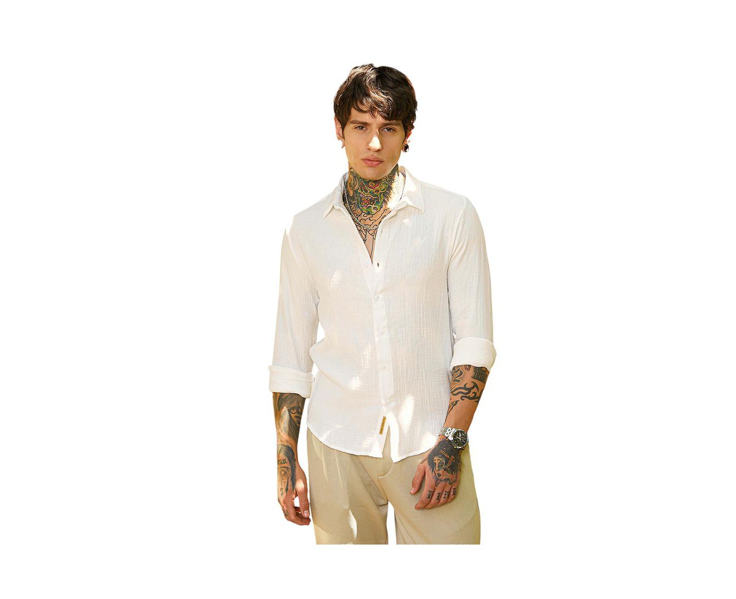 Men's Daisy White Breezy-Weave Shirt