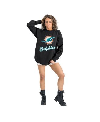 Women's Black Miami Dolphins Oversized Long Sleeve T-Shirt