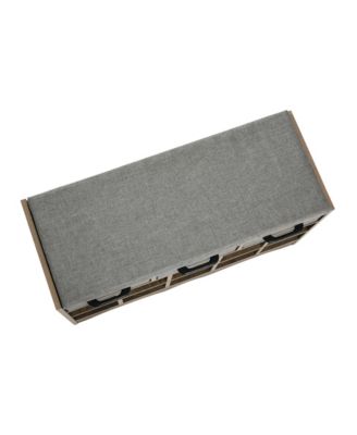 Entryway Storage Bench with Drawers, Shoe Compartments and Cushioned Seat in Ashwood Rustic Wood Grain