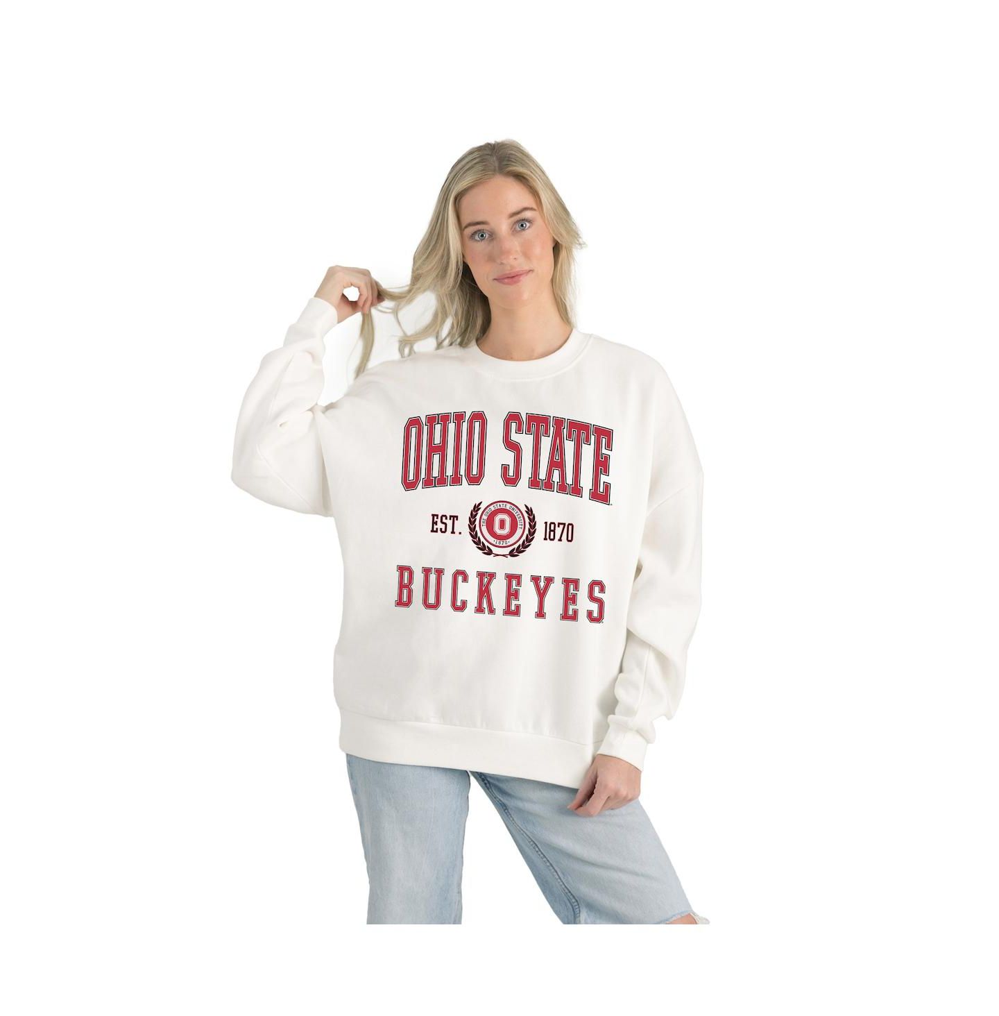 Женская толстовка Gameday Couture White Ohio State Buckeyes Premium Fleece Drop Shoulder Oversized Pullover — фото 1