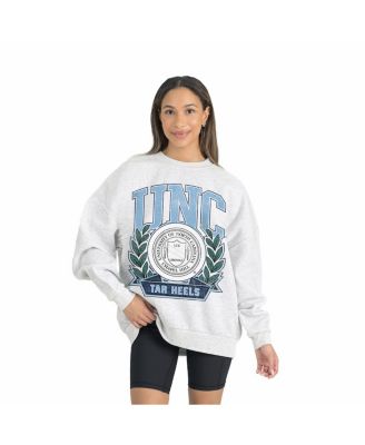 Gameday Couture - Women's Gray North Carolina Tar Heels Premium Fleece Drop Shoulder Oversized Pullover Sweatshirt
