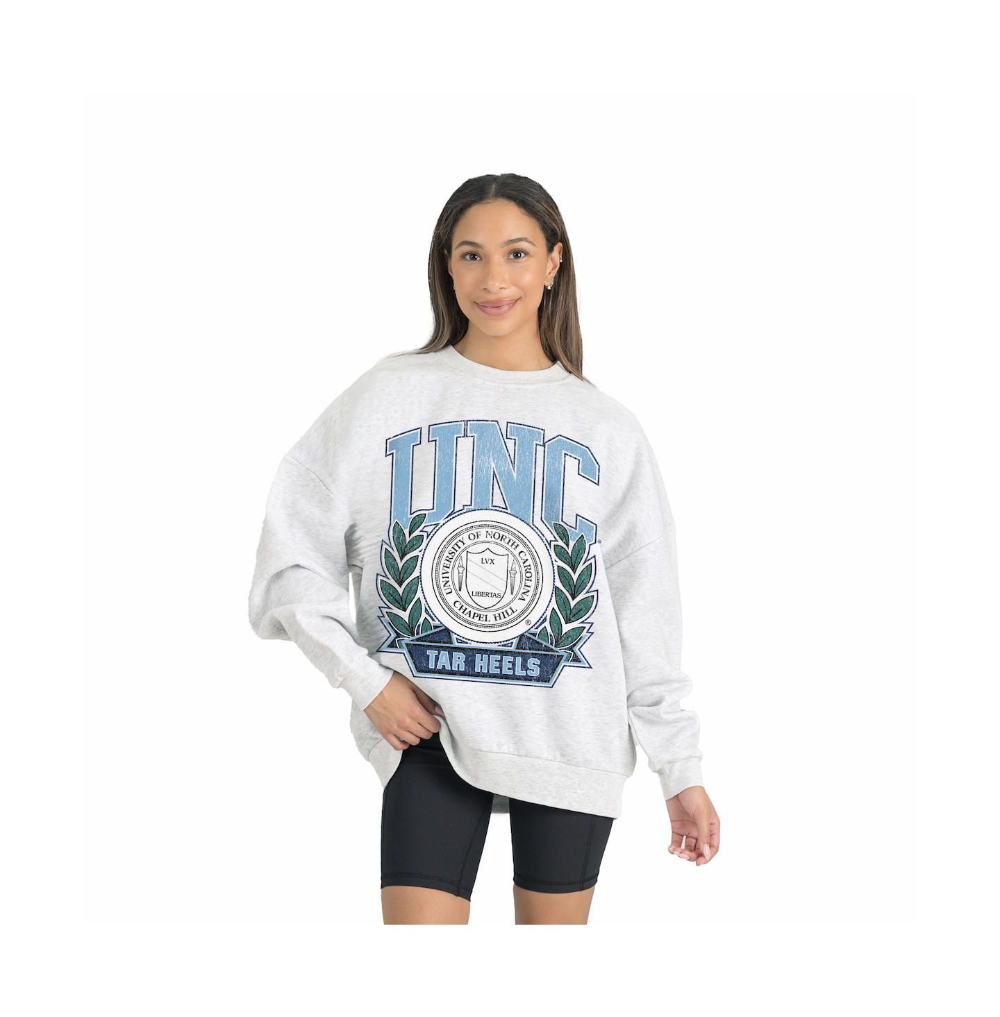 Женские толстовки Gameday Couture Gray North Carolina Tar Heels Premium Fleece Drop Shoulder Oversized Pullover — фото 1