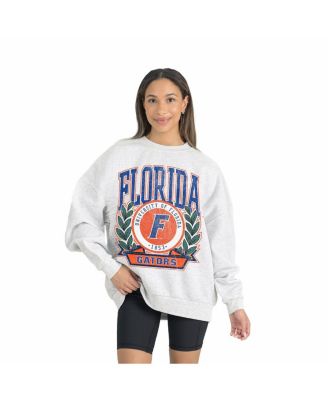 Gameday Couture - Women's Gray Florida Gators Premium Fleece Drop Shoulder Oversized Pullover Sweatshirt
