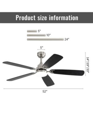 52 Inch 5 Blade Ceiling Fan with Three Color Dimmable LED Light, 6 Speed Remote Control, and Timer Function