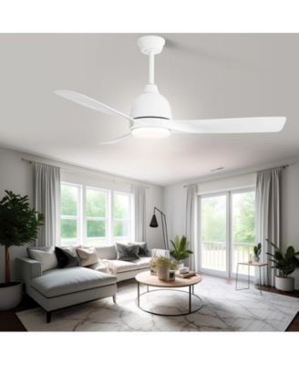54-inch Modern Minimalist White 3-Blade LED Light Remote Control Ceiling Fan
