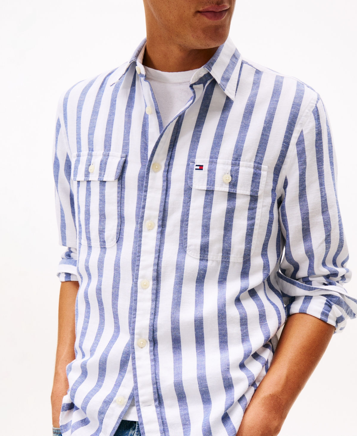 Tommy Hilfiger Men's Twill Striped Relaxed Fit Shirt In Multi