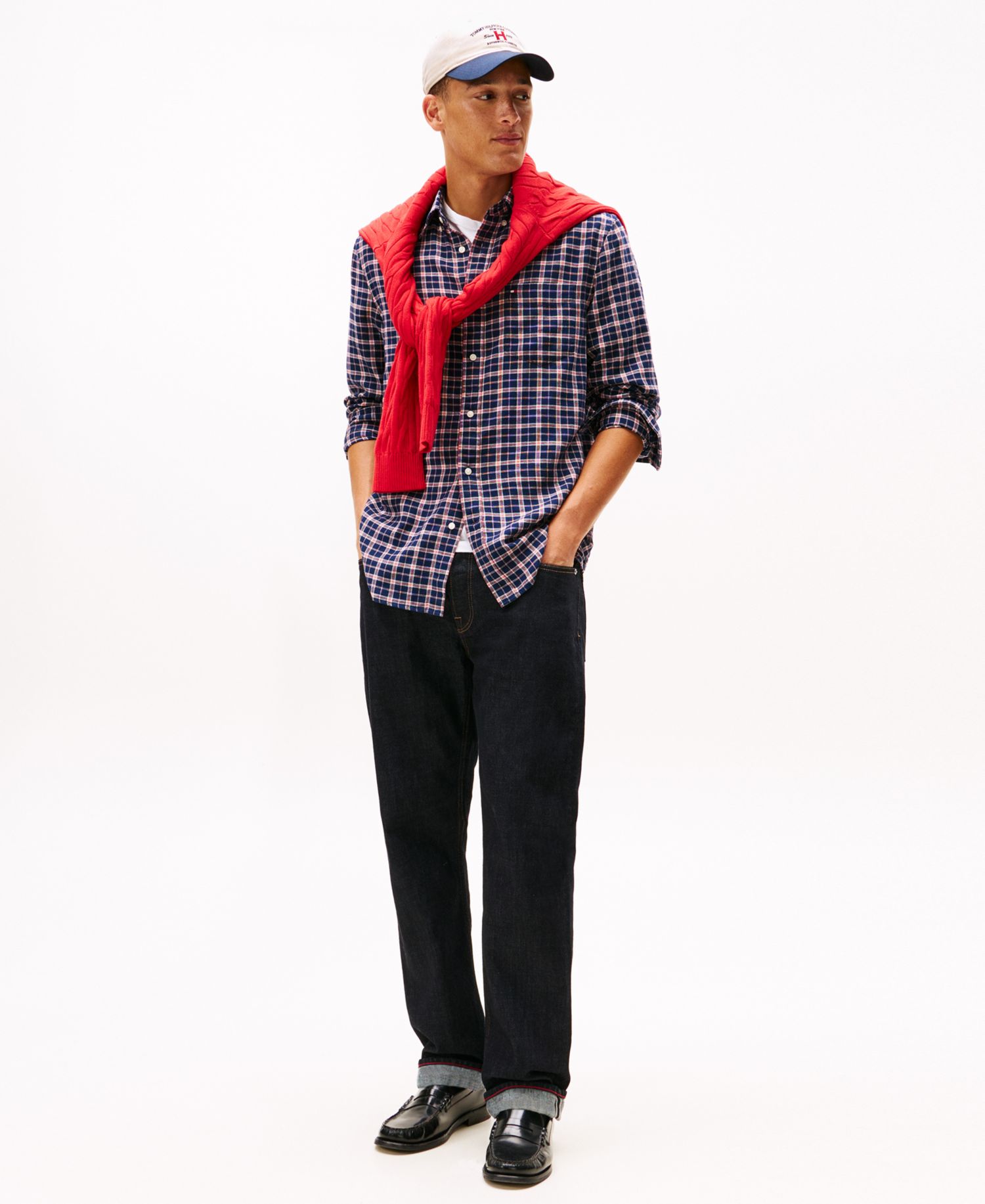 Men's Brushed Linen-Blend Medium Check Shirt