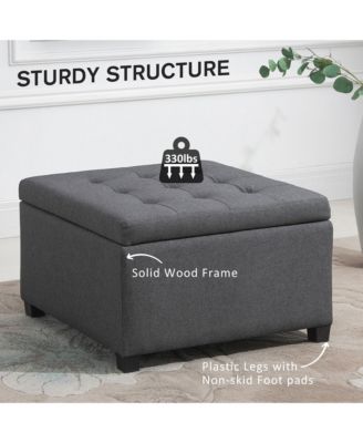Fabric Tufted Storage Ottoman with Flip Top for Living Room Bedroom