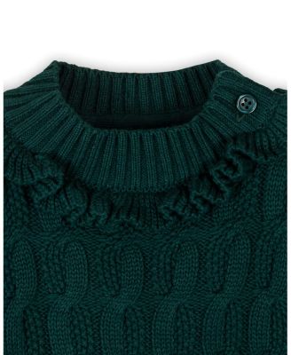 Toddler Girls Organic Ruffle Edge Cable Knit Sweater Dress