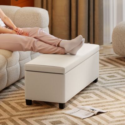 44" Storage Ottoman Bench with Lid, Leg, Foot Rest,
