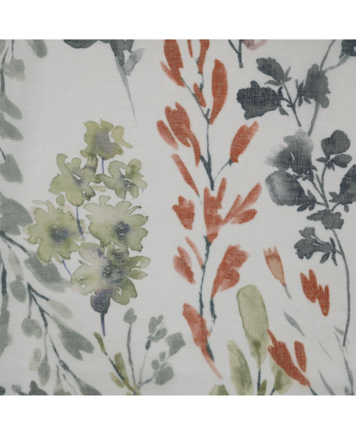 Habitat 100% Polyester Audrey Sheer Grommet Floral Faux Linen Curtain Panel 52" x 63" Multi