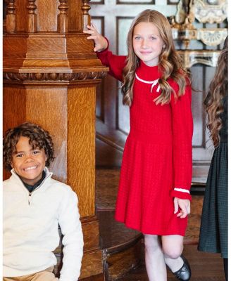 Toddler Girls' Organic Mock Neck Ruffle Cuff Cable Sweater Dress