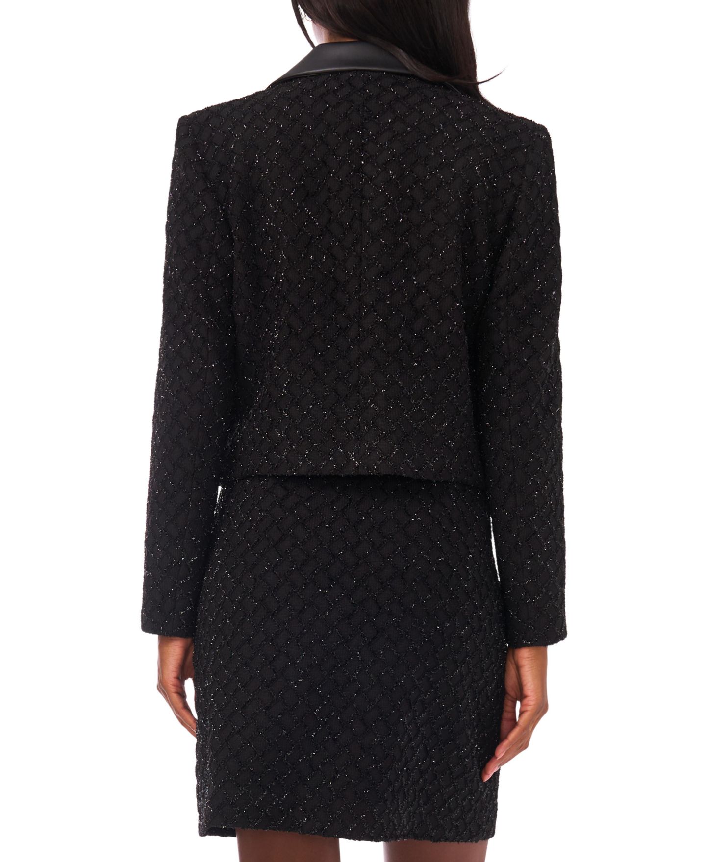 Женская куртка Vince Camuto Collar Long-Sleeve Cropped Jacket, цвет: Насыщенный чёрный — фото 3